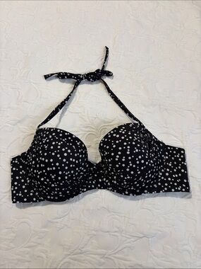 Victoria's Secret Black and White Polka Dot Halter Bikini Top